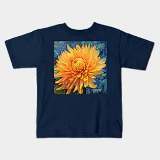 Folk Art Vibrant Yellow Chrysanthemum Kids T-Shirt